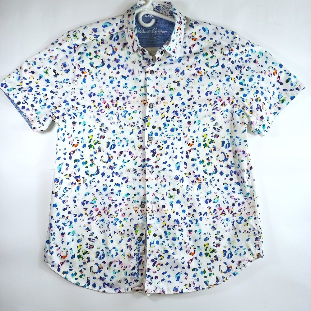 Robert graham Button up Large short sleeve shirt L Colorful animal print cotton